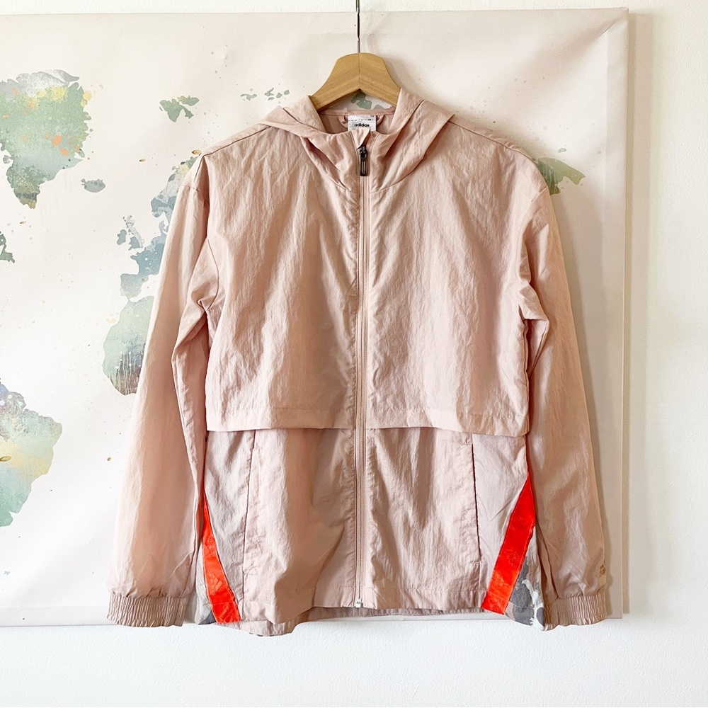 Adidas x Zoe Saldana Jacket Size XS W U-4 Wind Breaker Ash Pearl Pink NWT